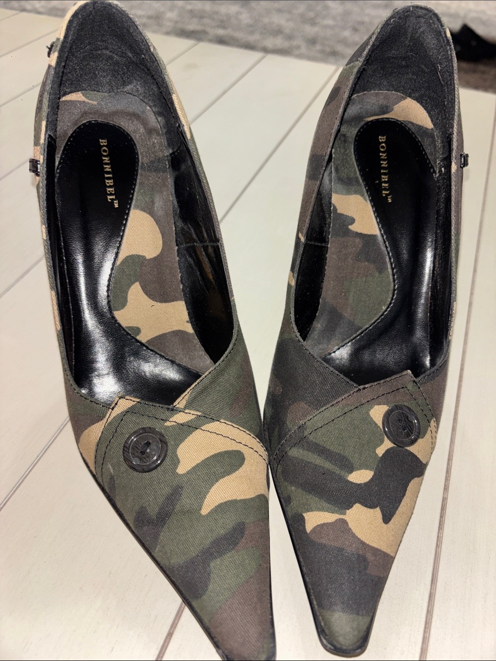 Bonnibel Women's Camouflage Pointed-Toe Pumps - Green & Tan Camo